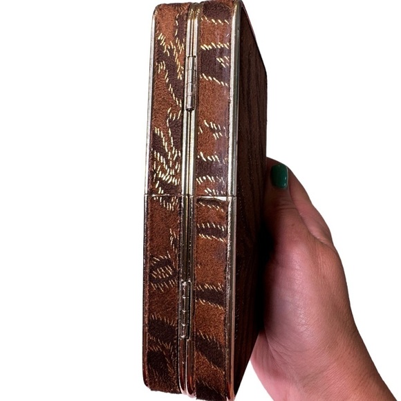 MMS Velvet Animal Print Black Lipstick Clutch Crossbody Bag - Picture 5 of 5